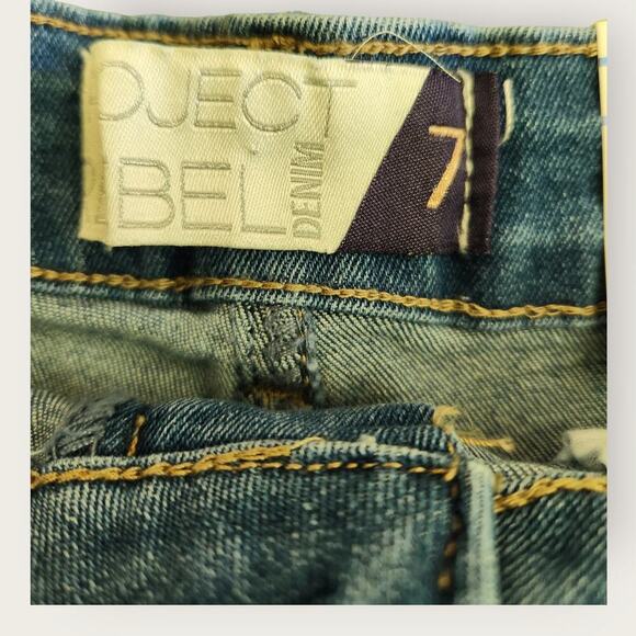 Project Rebel Denim Juniors Stretch Festival Raw Hem Rhinestoned Shorts Sz 7 - Picture 4 of 7